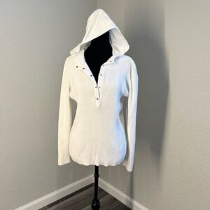 Vintage Lauren Ralph Lauren Cream Snap Down Hoodie Top